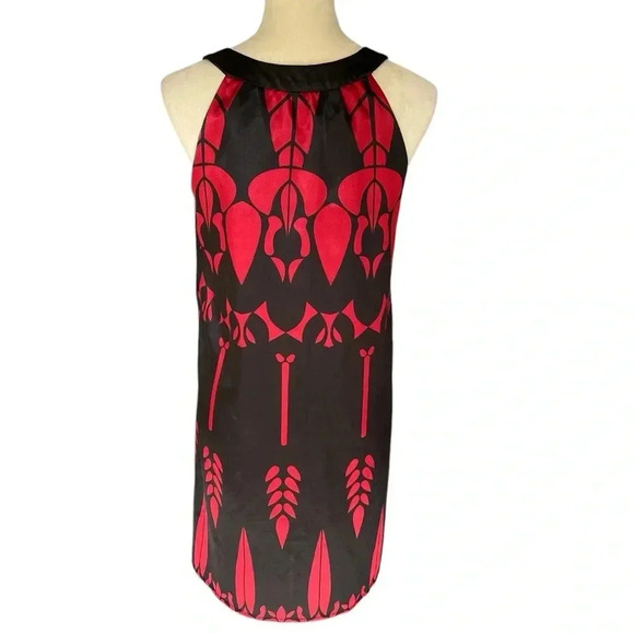 BCBG MaxAzria Satin Halter Black Red Dark Romantic Mini Dress Women Size M - Picture 3 of 6